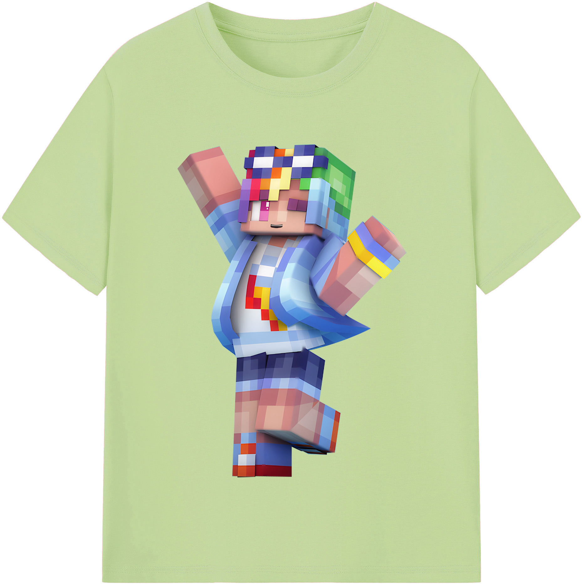 （画像用） マインクラフト ブロックの世界 Minecraft MC Block world 綿100％半袖Tシャツ（フロントプリント）